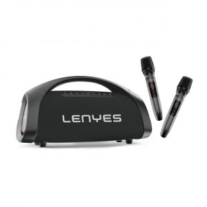 Lenyes S873 400W Bluetooth Party Speaker with Dual Wireless UHF Mics, 30000mAh Battery,60W PD Black