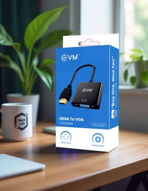 EVM HDMI to VGA Adapter, 1080p 60Hz, Gold-Plated Connectors, Plug & Play, Durable Build