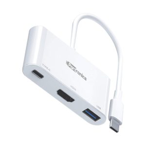 Portronics POR 1041 C-Konnect Type C to HDMI Adapter 3 in 1, Multiport USB C Hub with 4K 30Hz