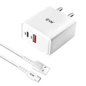 EVM CH 011 EnSpeed+ Fast Mobile Charger 36W,PD & QC 3.0 Dual Port Adapter, Type-C & USB Output