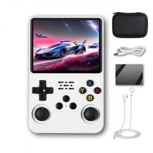 R36S Retro Handheld Game Console 3.5 IPS Screen 64GB Card Open Source White
