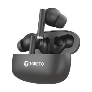Toreto Air Tune TWS Wireless Earbuds Quad Mic Enc,with 20H Playtime Bluetooth V5.3 Low Latency Black