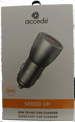 Accede A204 Speed Up PD Car Charger Dual Type A And C Car Charger 38w Metal Body