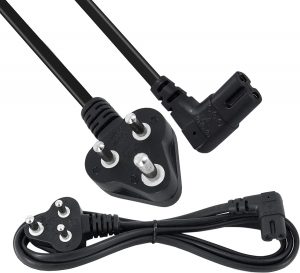 Power Cable Philips 1.5 Meter 3 Pin 90 Degree Bend Power Cord Cable 18AWG for Laptop Adapter Black