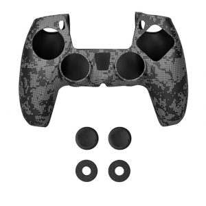 PS5 Controller Silicon Cover Case, Controller glove with 2 Thumb Grip Caps for PS5 Dot Camo Grey