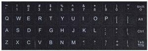 Universal English Keyboard Stickers set, Black with White Lettering for Laptops and Desktops