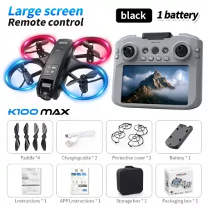 K100 Max Mini RC Drone, HD Dual Camera, Foldable Design Auto Return ,Obstacle Avoidance, LED Effects
