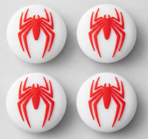 SpiderMan Edition Thumb Grip, White Red Spider, Analog, Silicone, for PS5, PS4, Xbox (Pack of 4)