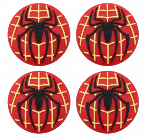 SpiderMan Edition Thumb Grip, Red Black Spider, Analog, Silicone, for PS5, PS4, Xbox (Pack of 4)
