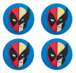 Deadpool and Wolverine Theme, Thumb Grip, Analog, Silicone, for PS5, PS4, Xbox (Pack of 4)