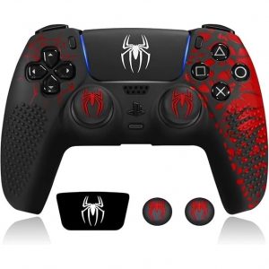 PS 5 Controller Silicone Case Spiderman theme With 2 Thum Caps & Touch Pad Skin
