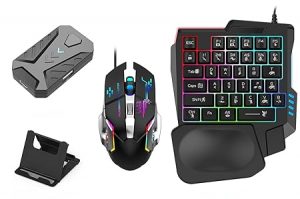 4 in 1 Mobile Game Combo Pack Pro with RGB Mini Gaming Keyboard and Mouse with Side Button