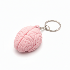 3D Printed Brain Keychains Pink
