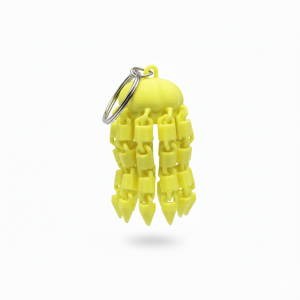 3D Printed Flexi Jellyfish Keychain Yellow