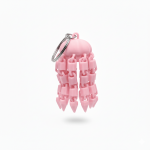 3D Printed Flexi Jellyfish Keychain Baby Pink