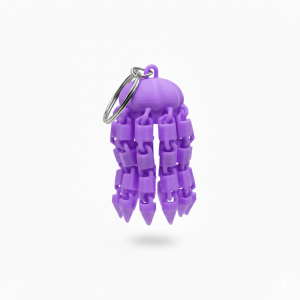 3D Printed Flexi Jellyfish Keychain Violet