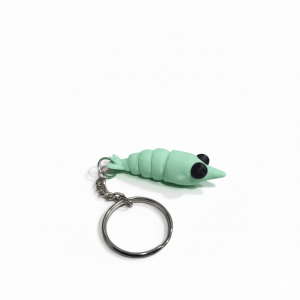 3D Printed Shrimp Keychain Green