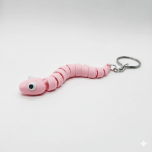 3D Printed Snake Keychain Pink