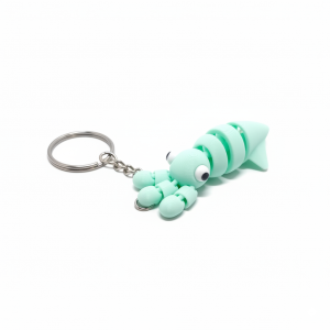 3D Printed Cute Squid Keychain Green