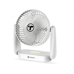 Toreto SnapCool 3-in-1 Portable Rechargeable Fan with Night Light, Type-C Charging, 3 Speed White