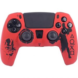 PS5 Controller Silicone Cover Case Anti Slip Protective Case God Of War Red/Black