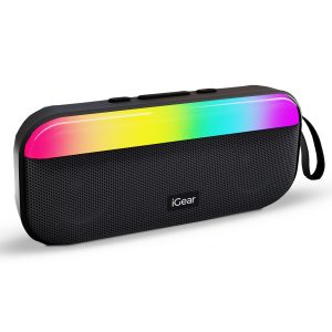iGear Pulse 10W Mega Bass Speaker with RGB Lights, 3-Hour, TWS Function, Multi-Connectivity Black